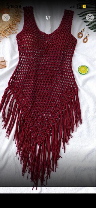 Vestido/Chaleco Crochet granate