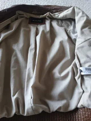 Cazadora de cuero Massimo Dutti marrón