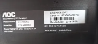 Monitor AOC E2275SWJ Negro