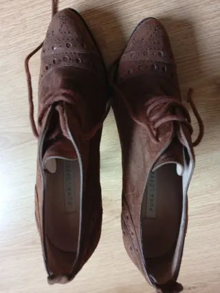 Botín cordones tacón Pura Lopez marrón ante