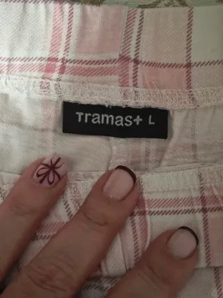 Pijama cuadros rosa y blanco