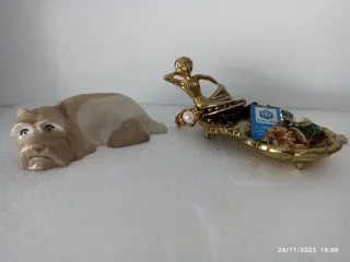 centro mesa bronce Art Nouveau sirena mujer joyero