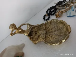 centro mesa bronce Art Nouveau sirena mujer joyero