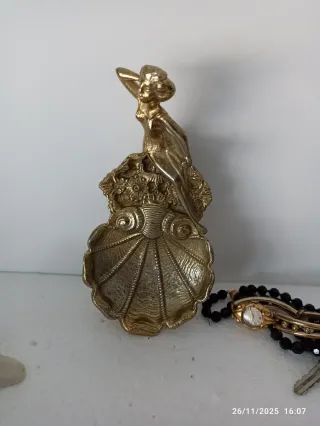 centro mesa bronce Art Nouveau sirena mujer joyero