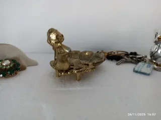 centro mesa bronce Art Nouveau sirena mujer joyero