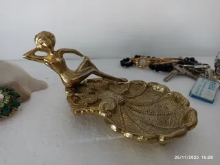 centro mesa bronce Art Nouveau sirena mujer joyero