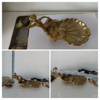 centro mesa bronce Art Nouveau sirena mujer joyero