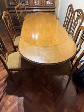 Mesa extensible madera y 6 sillas