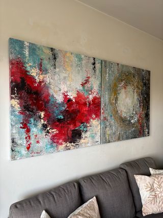 2 Quadri astratti moderni. 90 x 90 cm ciascuno