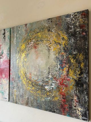 2 Quadri astratti moderni. 90 x 90 cm ciascuno