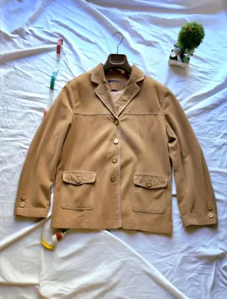 Giacca Elena Mirò Pelle Scamosciata Beige