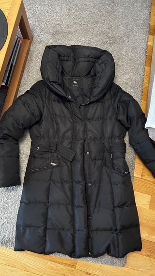 Abrigo Zara Plumas Negro