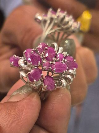 Anillo Plata Vintage Piedras Rosas