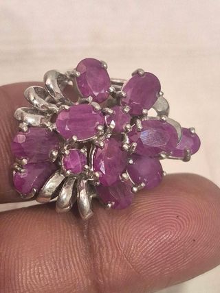 Anillo Plata Vintage Piedras Rosas