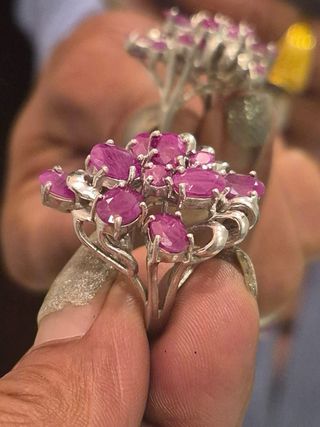 Anillo Plata Vintage Piedras Rosas