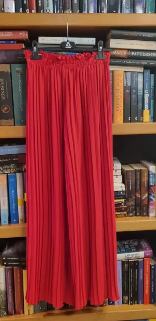 Gonna pantaloni plissettata rossa tg unica