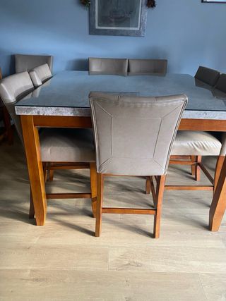 Sillas altas Beige polipiel y Madera