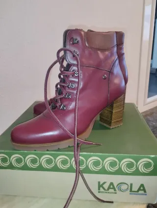 Botines Kaola Piel Tacon Granate Talla 41