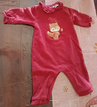Tuta neonata rossa con volpe, marchio Fagottino
