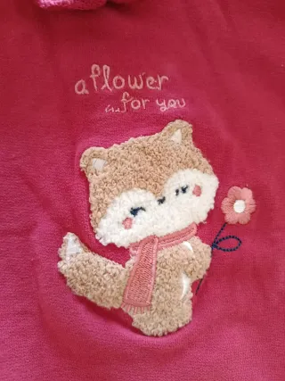 Tuta neonata rossa con volpe, marchio Fagottino