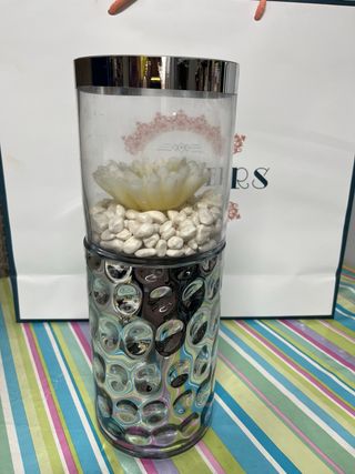 Portavelas de cristal y metal