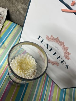 Portavelas de cristal y metal