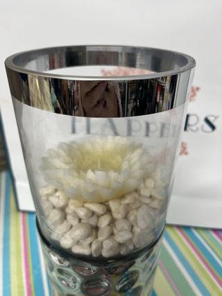 Portavelas de cristal y metal