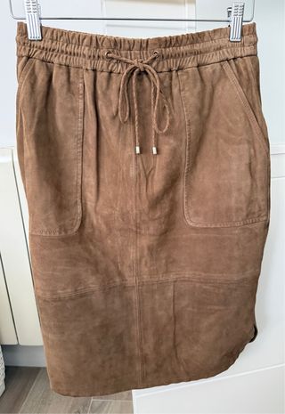 Falda Massimo Dutti Piel Vuelta Marrón