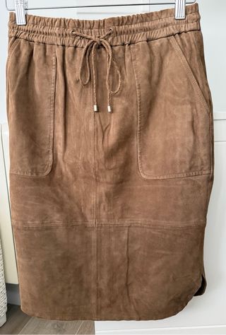 Falda Massimo Dutti Piel Vuelta Marrón