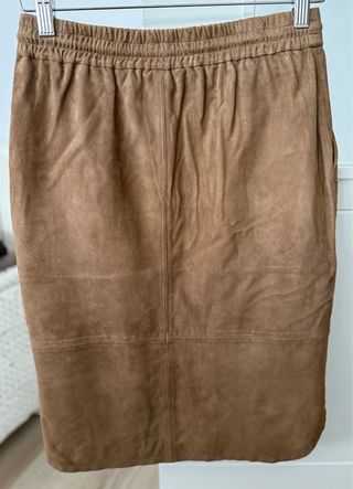 Falda Massimo Dutti Piel Vuelta Marrón