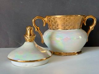 🇫🇷 Limoges azucarero Joyero Dorado