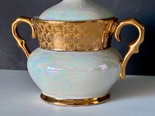 🇫🇷 Limoges azucarero Joyero Dorado