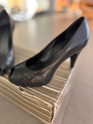 Zapatos de tacón Fosco negros peep toe Piel