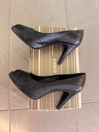 Zapatos de tacón Fosco negros peep toe Piel