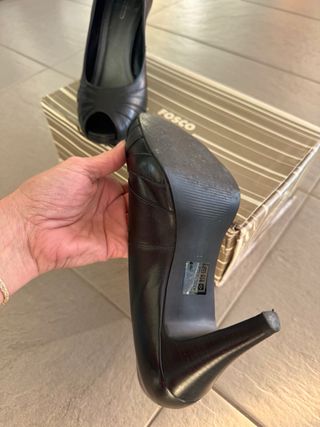 Zapatos de tacón Fosco negros peep toe Piel