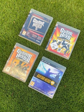 Guitarra, Batería y 4 Juegos Guitar Hero PS3