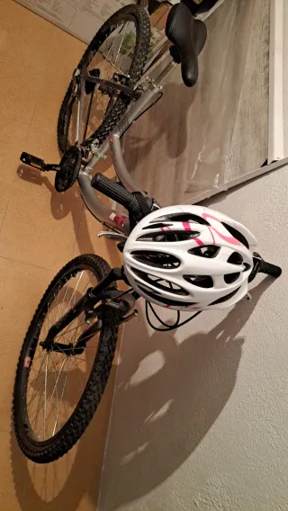 Bicicleta de montaña plateada