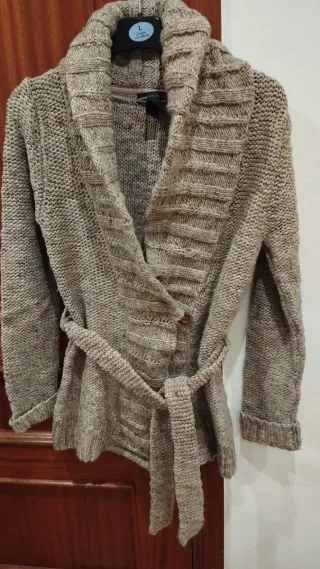 Chaqueta de punto beige y marrón Talla L