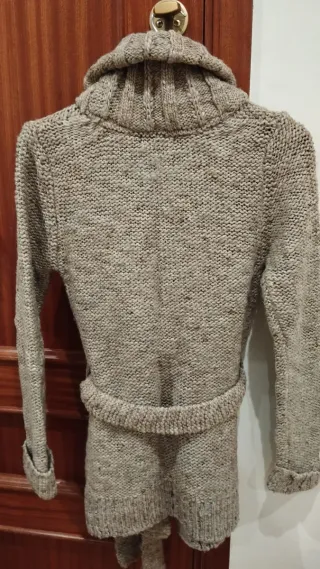 Chaqueta de punto beige y marrón Talla L