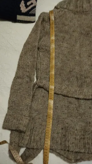 Chaqueta de punto beige y marrón Talla L