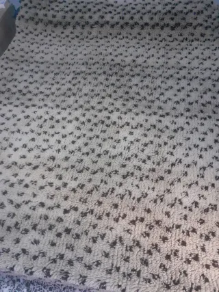 Alfombra de lana beige y negra tejida a mano