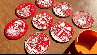 8 Posavasos Navidad  con su soporte para guardarlo