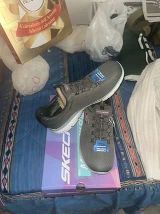 Deportivas Skechers Summer blush gris y rosa