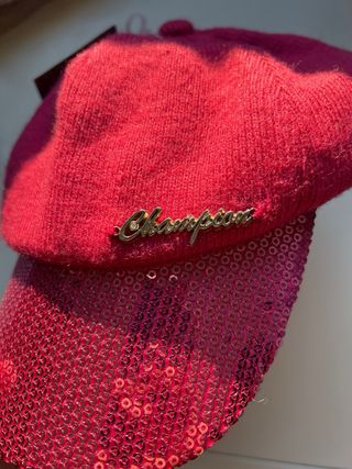 Gorra Champion lentejuelas rosa y dorada