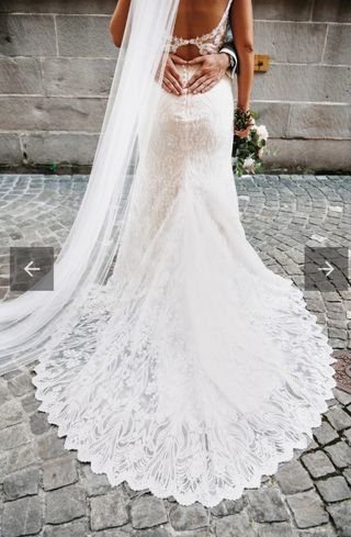 Vestido de Novia Encaje Blanco bordado pedrería