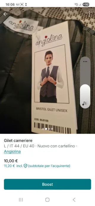 Gilet cameriere Angiolina Bristol Unisex