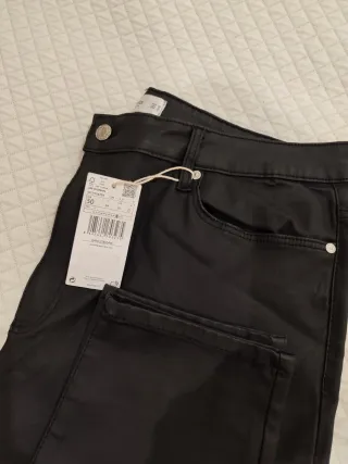 Pantalón vaquero mujer negro skinny encerado