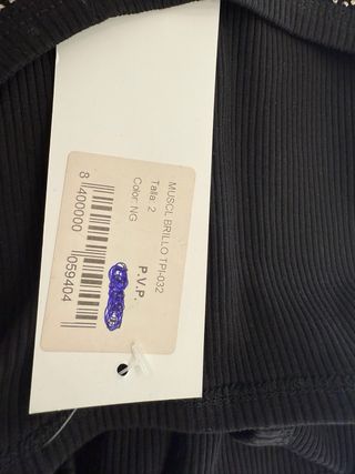 Camiseta tirantes negra con pedrería Talla S