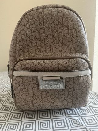 Mochila Calvin Klein Beige Logo Monogram