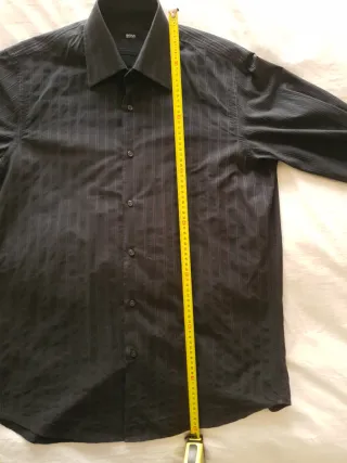Camisa Hugo Boss rayas retro negra